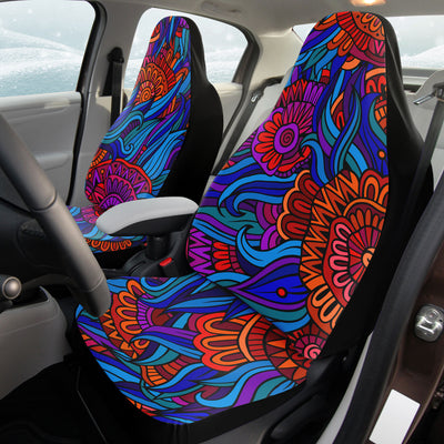 Rosy Brown Hippie Floral Art Vintage Style | Car Seat Covers