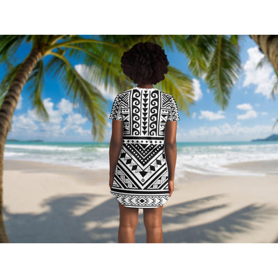 Gray Polynesian Art 2 | T-Shirt Dress