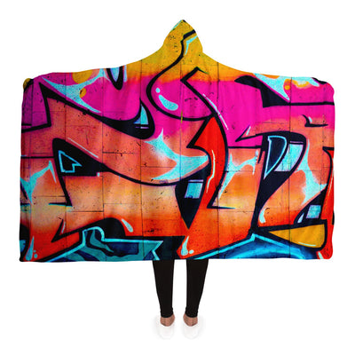 Maroon graffiti 2 Hooded Blanket-Frontside-Design_Template copy