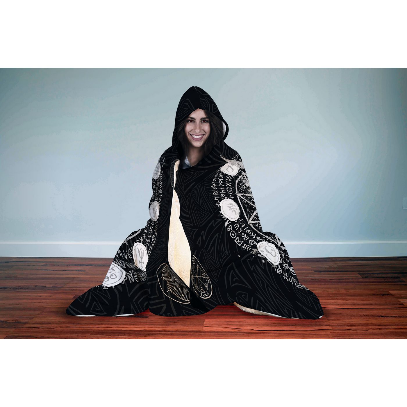 Gray Rams Head With Esoteric Runes Gothic | Hooded Blanket