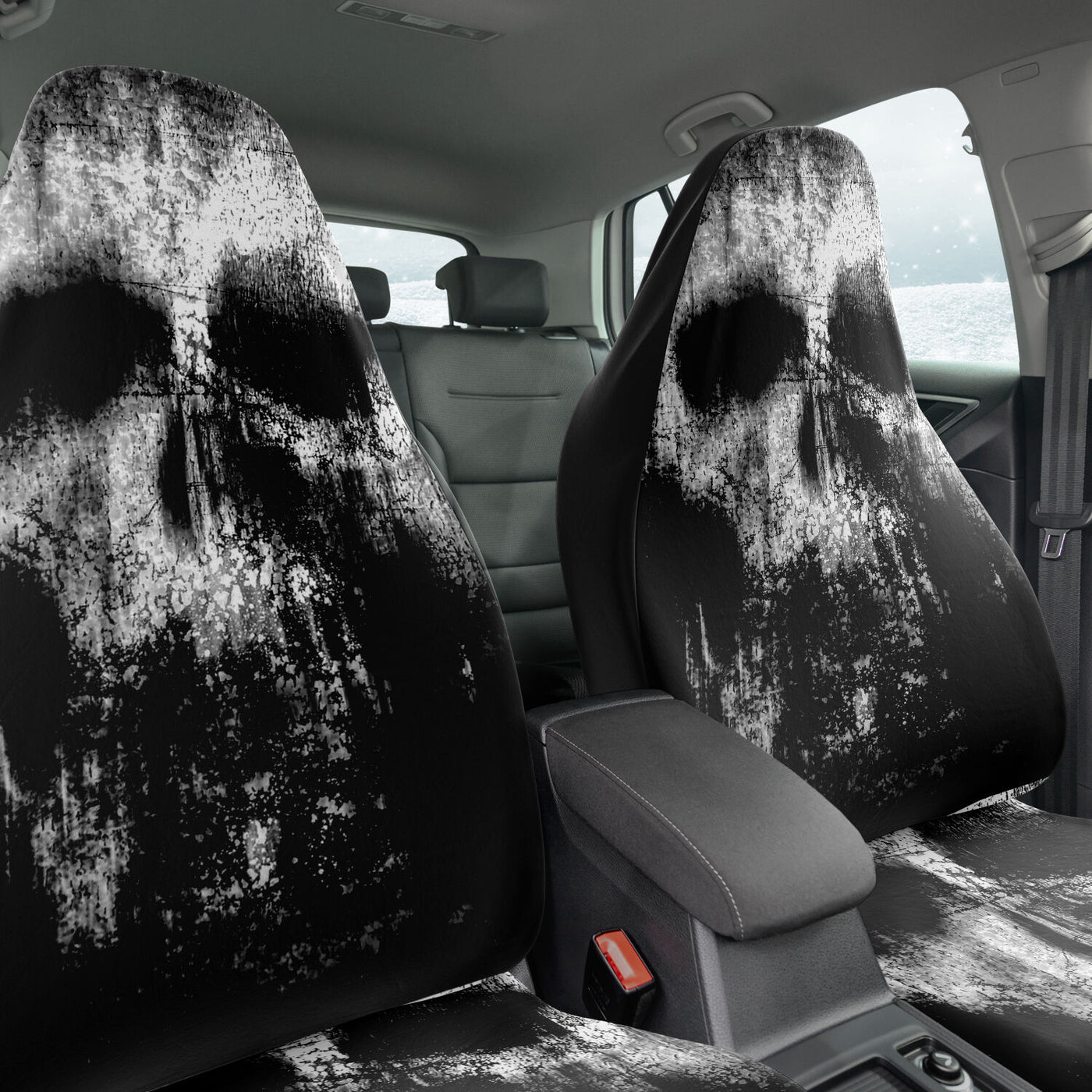 Dark Slate Gray Grunge Skulls Gray & Black Horror | Car Seat Covers