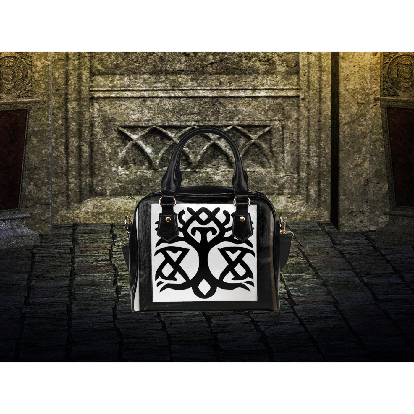 Black Esoteric Symbols 4 | Leather Shoulder Bag