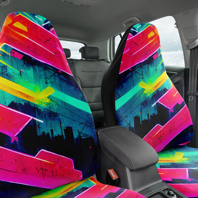 Dark Slate Gray Futuristic Neon 7 | Car Seat Covers