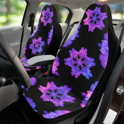 Black Trippy Purple & Blue Tie Dye Flowers | Car Seat Covers