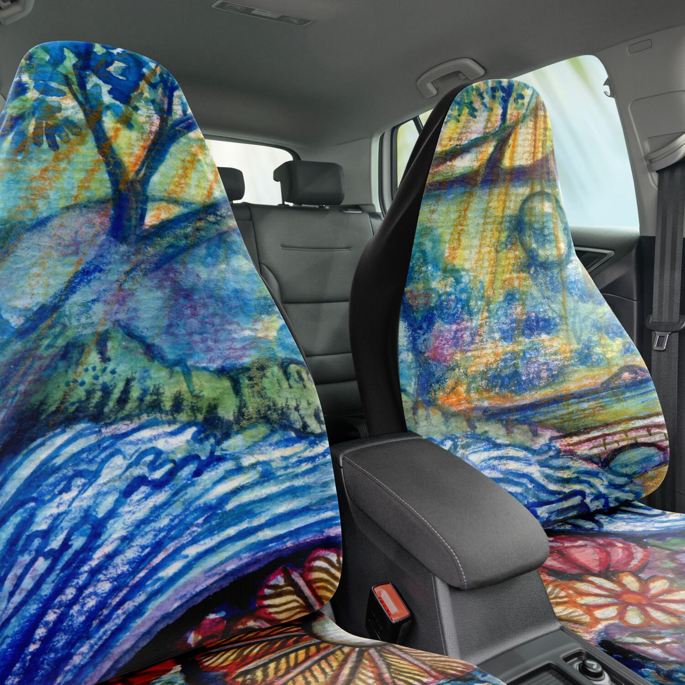 Dark Slate Gray Abstract Pastel Chalk Art | Car Seat Covers