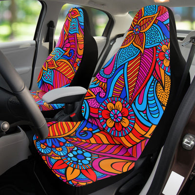 Light Coral Hippie Tie Dye Red Flowers | Car Seat Covers