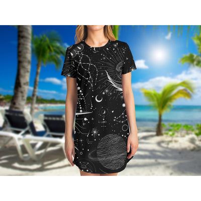 Dark Slate Gray Sun & Moon Celestial 7 | T-Shirt Dress