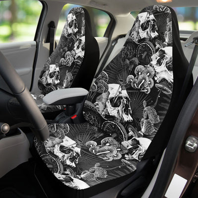 Black Gray Skulls & Magic Mushrooms Goth | Car Seat Covers
