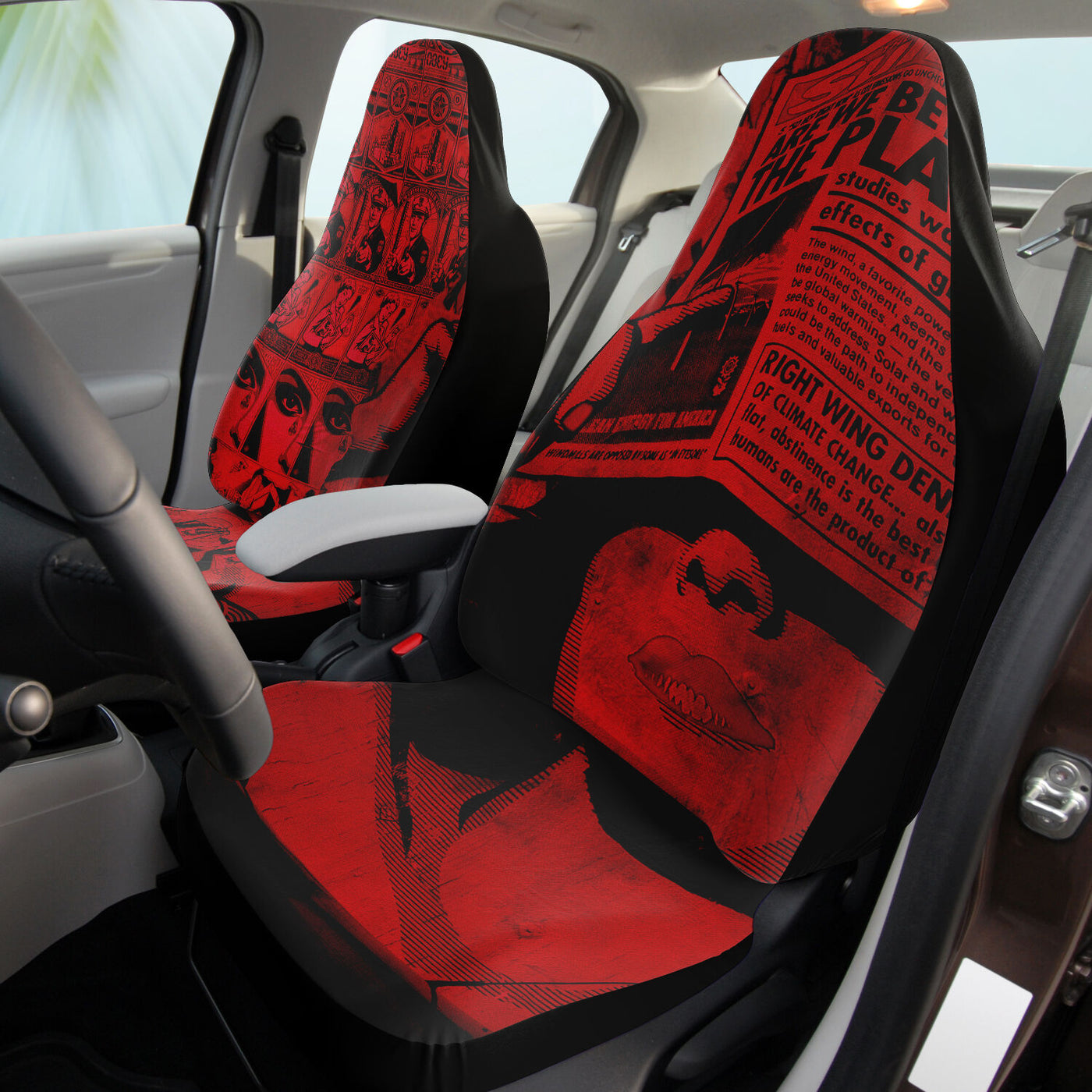 Black Red Vintage Graffiti Pop Art |  Car Seat Covers