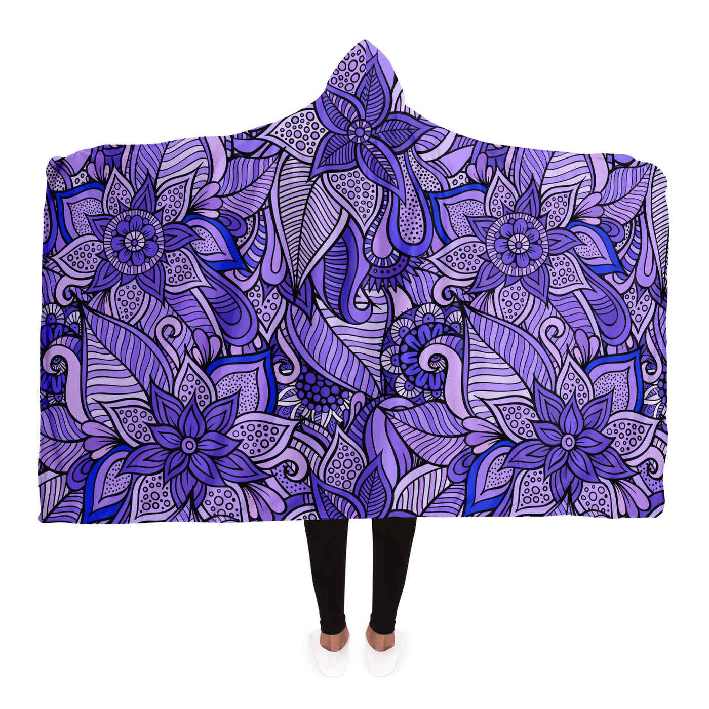 Slate Blue Pastel Purple Floral Pattern | Hooded Blanket
