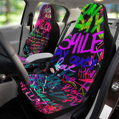 Rosy Brown Graffiti Neon Wall Writings Rave | Car Seat Covers