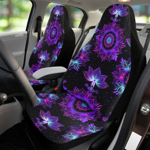 Black Tie Dye Trippy Lotus Flower | Car Seat Covers