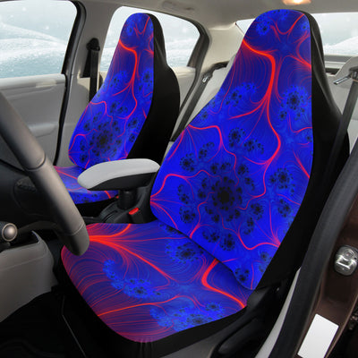 Dark Slate Gray Trippy Blue & Red Rave Decor | Car Seat Covers