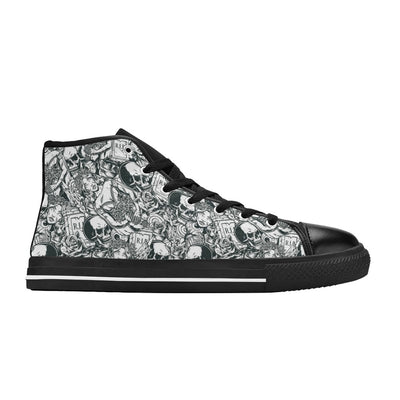 Light Gray Gray Gothic Pattern Black | Men’s Classic High Top Canvas Shoes
