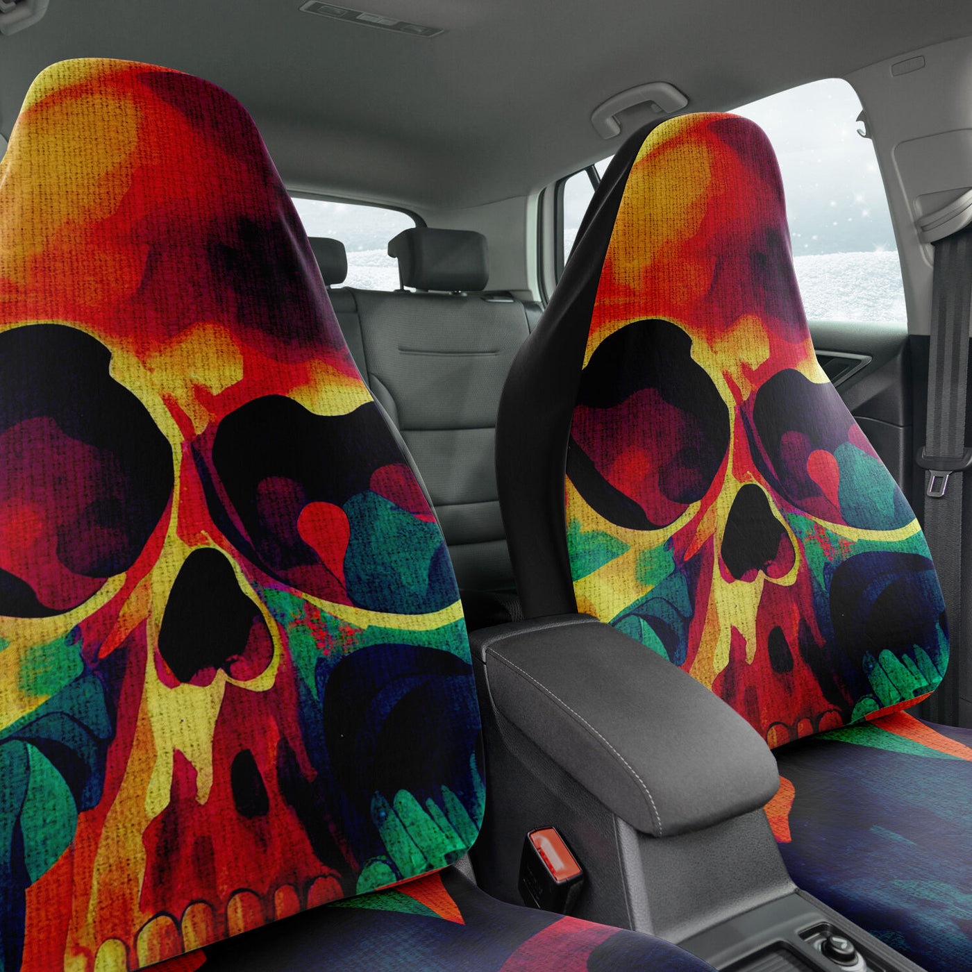 Dark Slate Gray Tie Dye Skulls 14 Skull Decor | Car Seat Covers