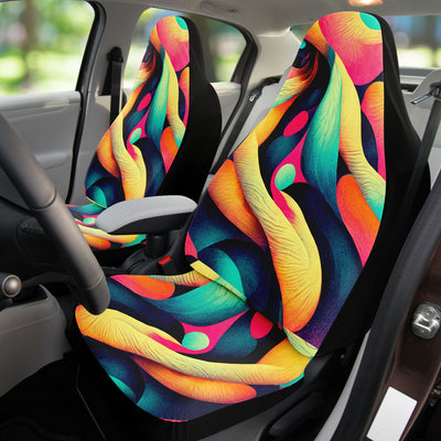 Dark Salmon Hippie Pop Art Tie Dye | Car Seat Covers