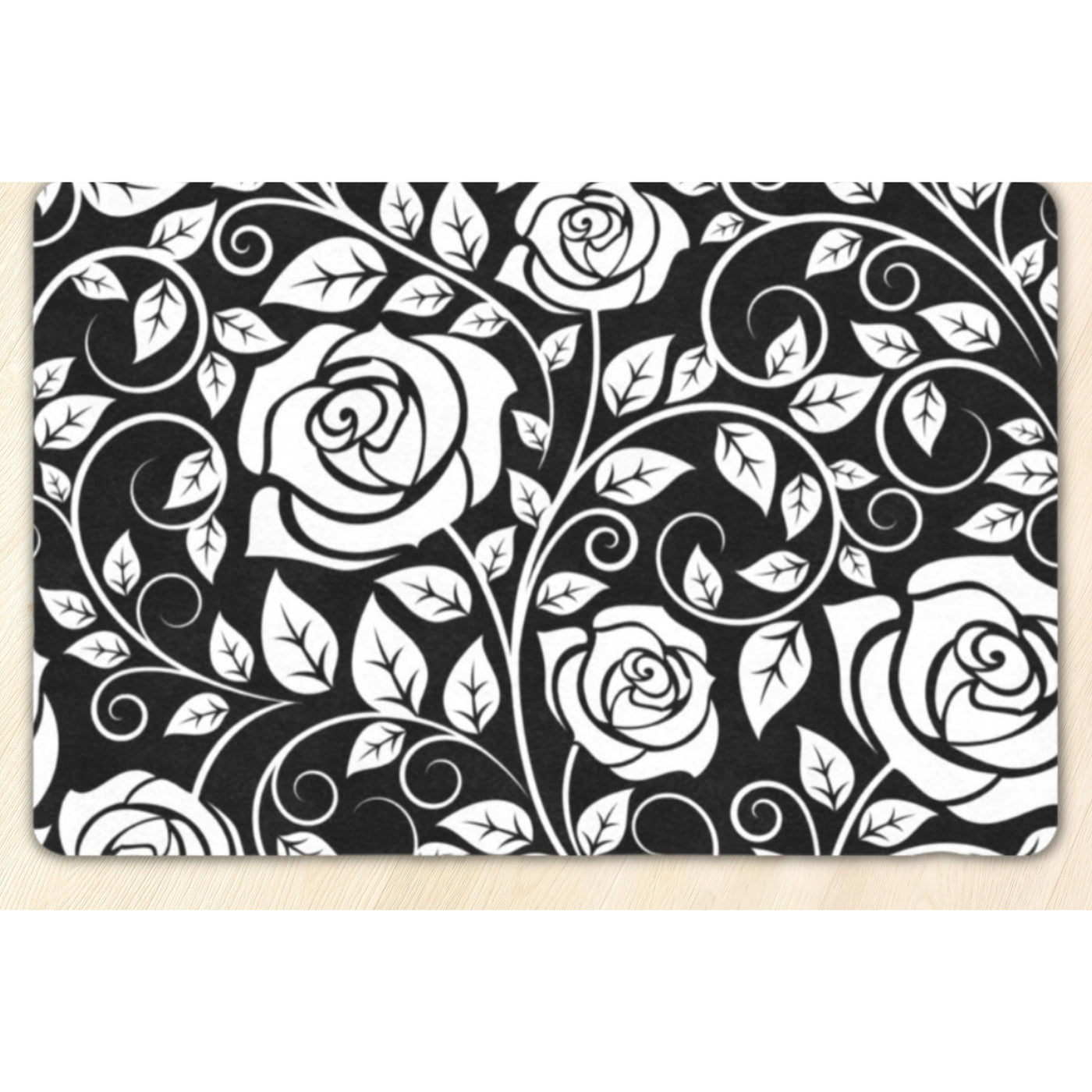Dark Slate Gray Roses BW | Doormat