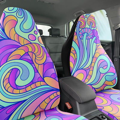 Dark Slate Gray Soft Trippy Magic Mushrooms Hippie | Car Seat Covers