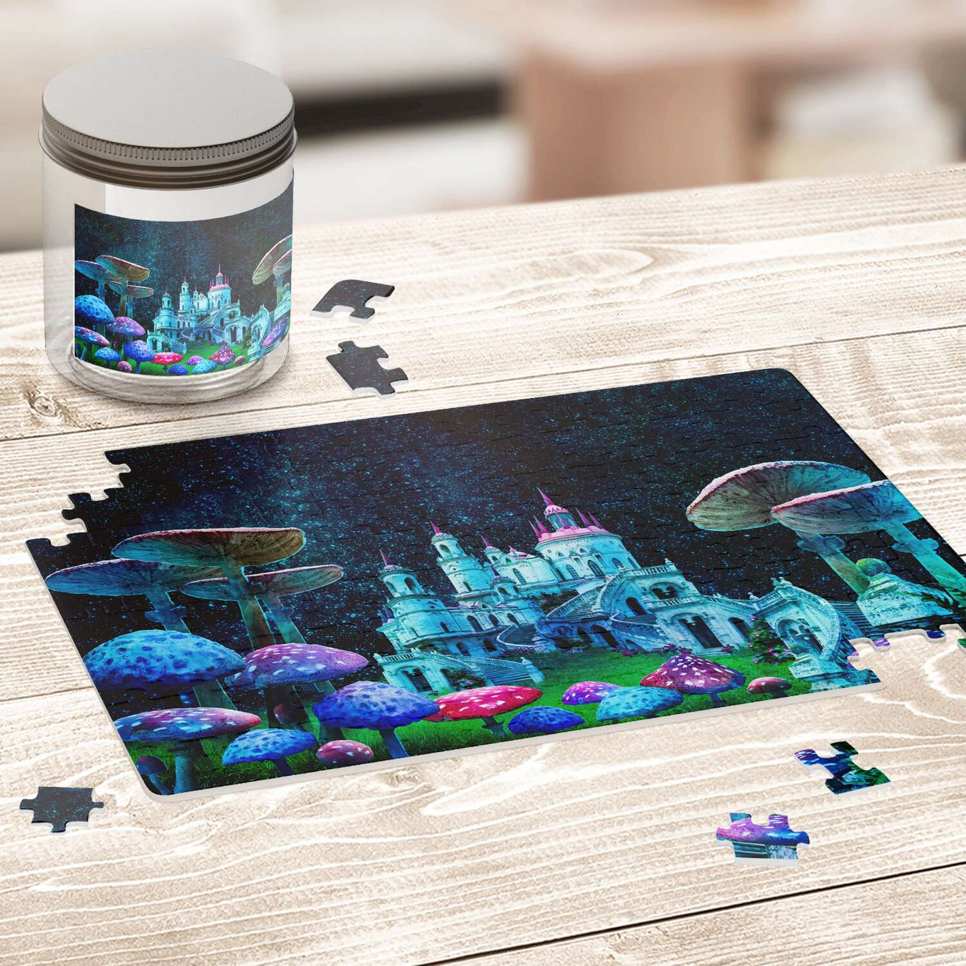 Dark Slate Gray Magic Mushroom Castle | Jigsaw Puzzle
