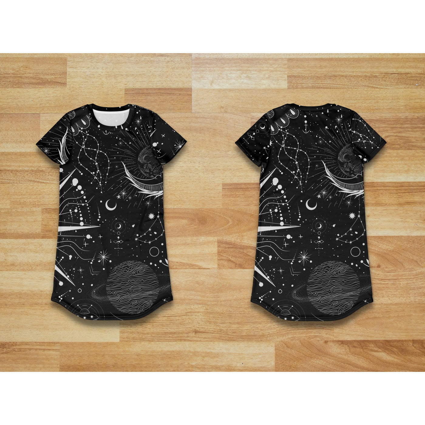 Dark Khaki Sun & Moon Celestial 7 | T-Shirt Dress