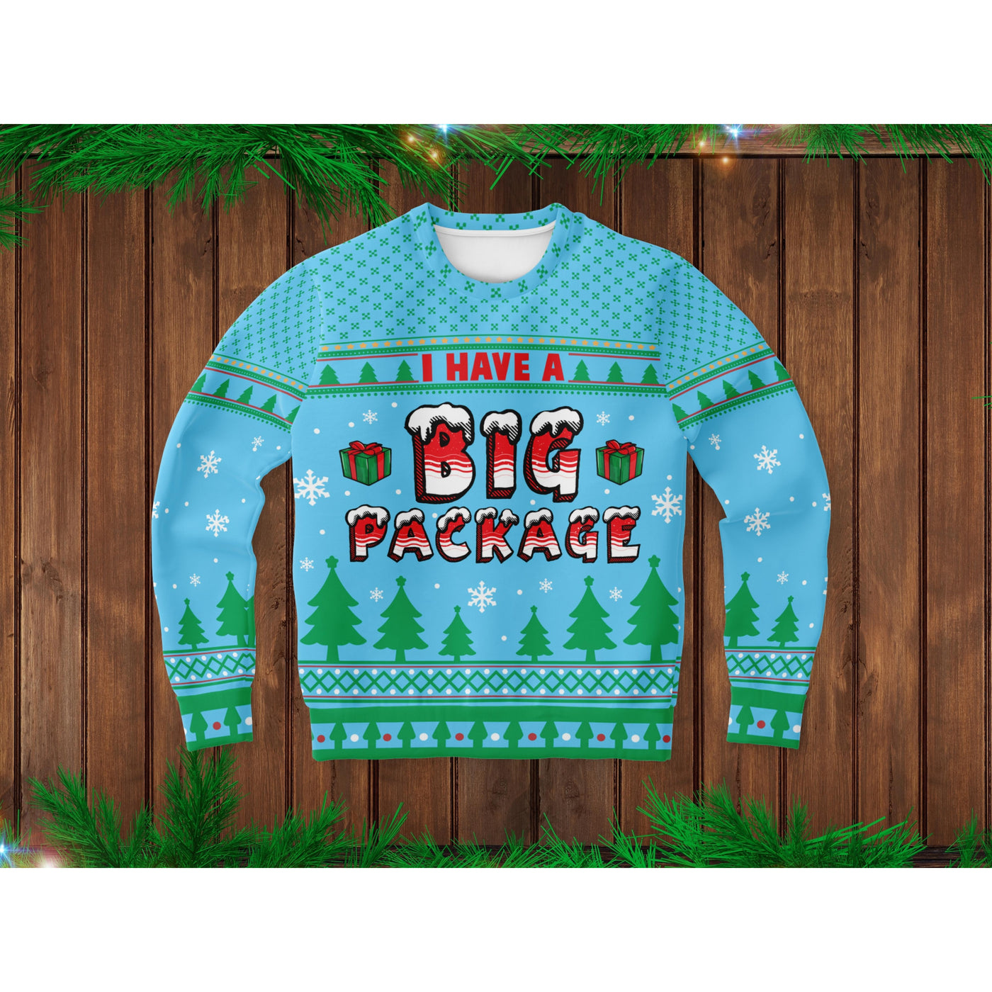 Dark Olive Green I Have A Big Package | Ugly Xmas Sweater