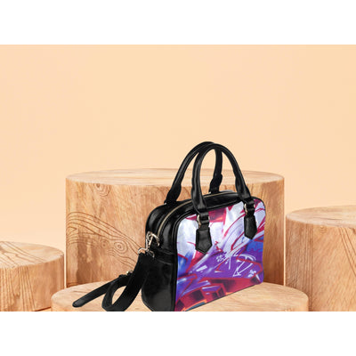 Wheat White Purple & Pink Graffiti | Leather Shoulder Bag