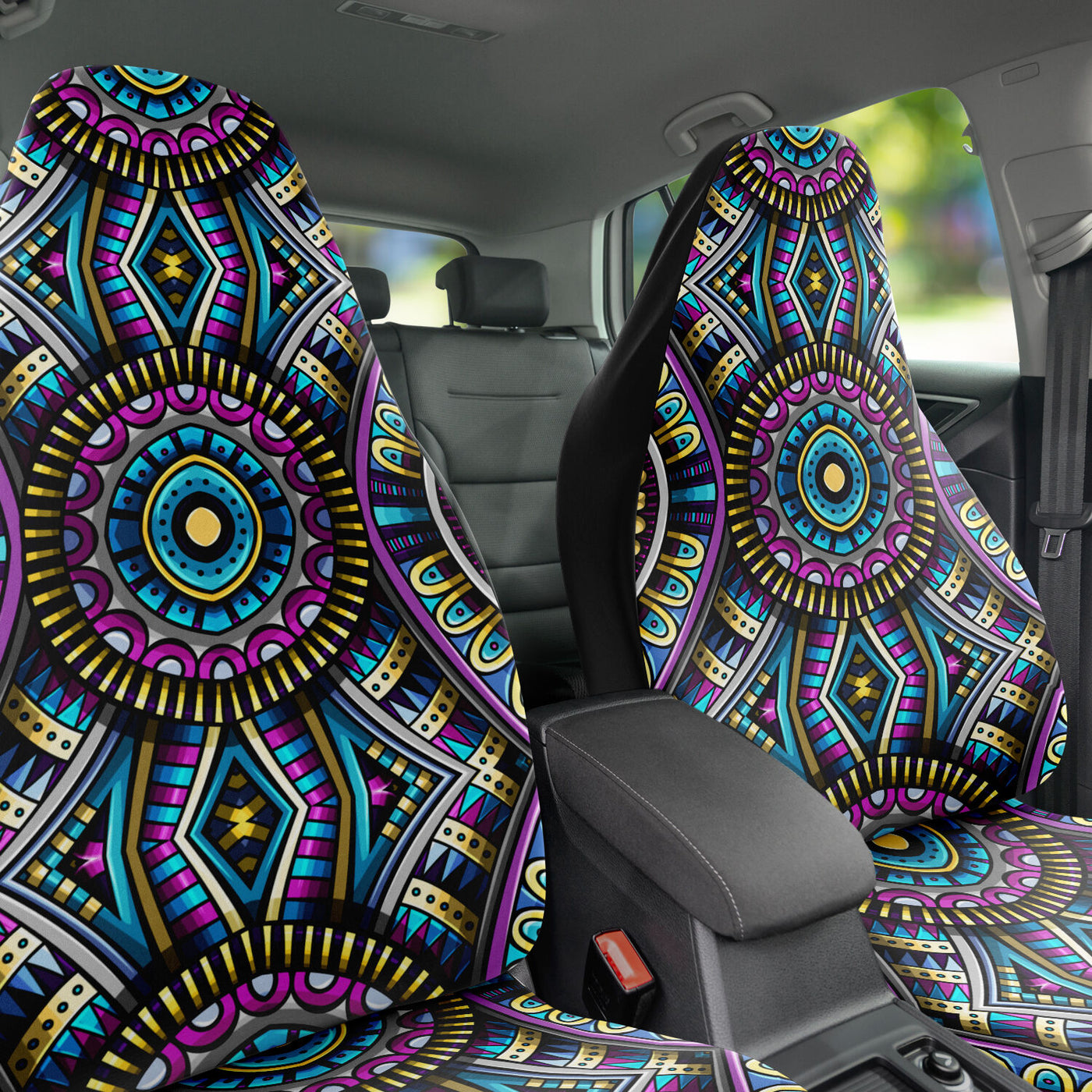 Dark Slate Gray Tribal Line Art 1 | Car Seat Covers