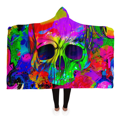 Maroon skulls 1 Hooded Blanket-Frontside-Design_Template copy