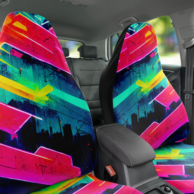 Dark Slate Gray Futuristic Neon 7 | Car Seat Covers