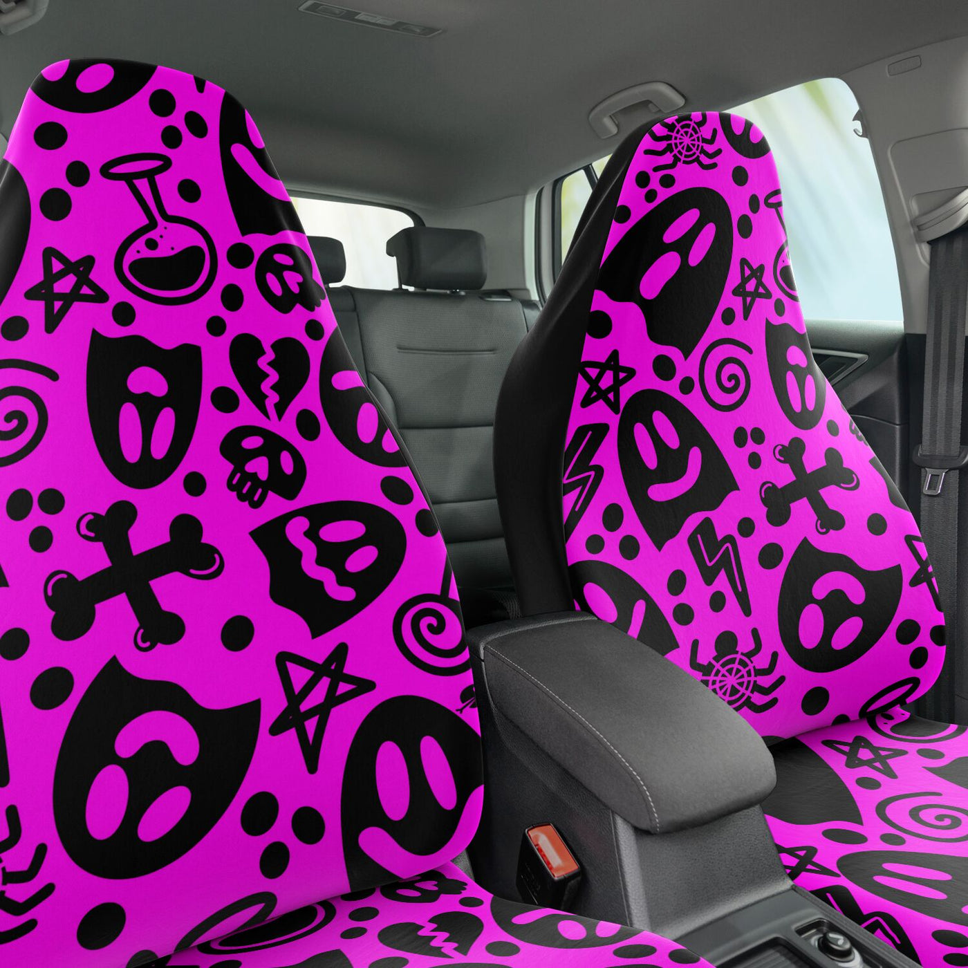 Medium Orchid Cute Ghosts On Pink Pastel Goth | Car Seat Covers
