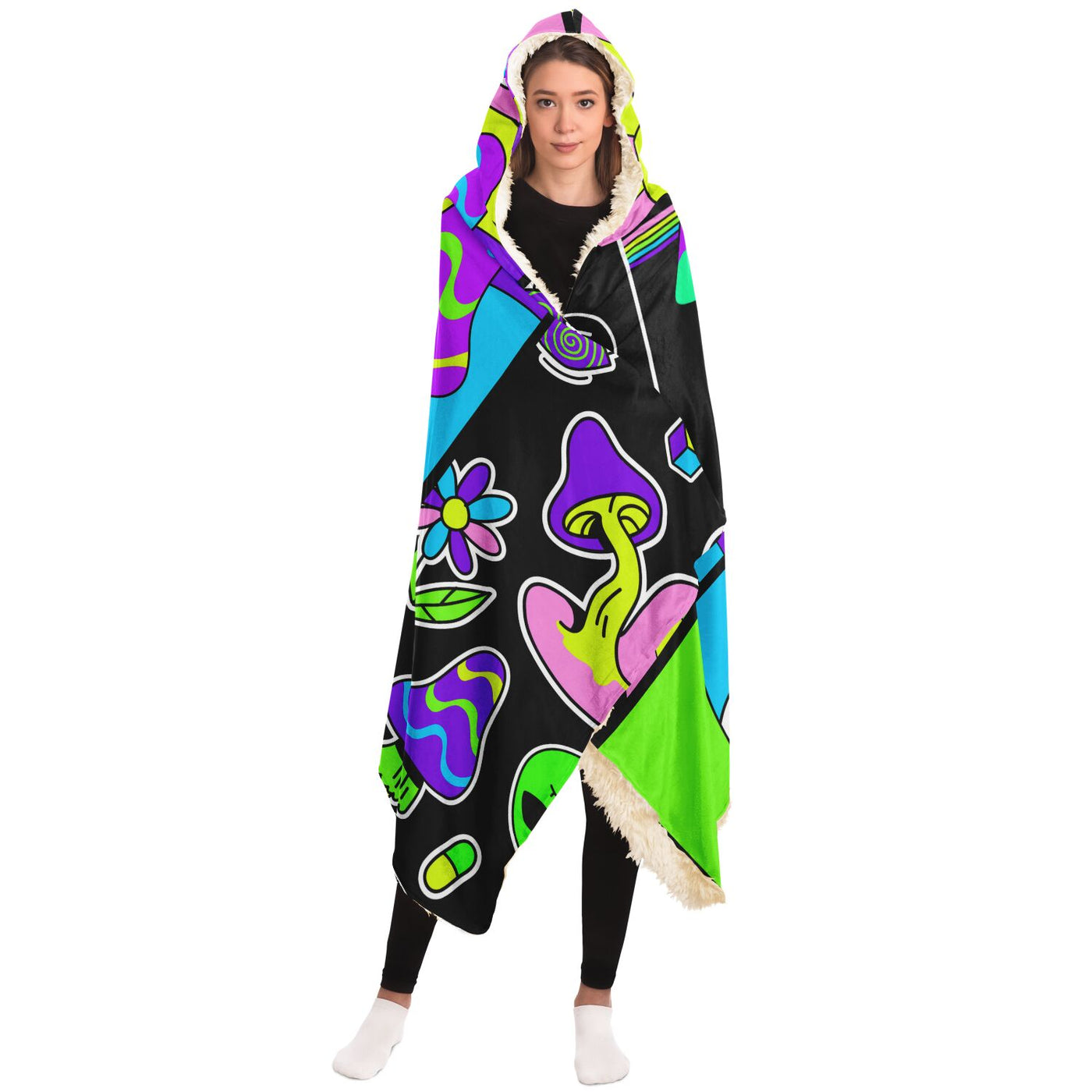 Black hippie 1 Hooded Blanket-Frontside-Design_Template copy