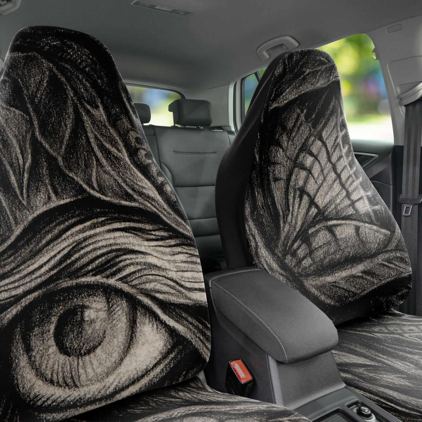 Dark Slate Gray Horror Art Pencil Illustration 2 | Car Seat Covers