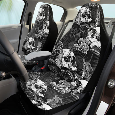 Light Gray Gray Skulls & Magic Mushrooms Goth | Car Seat Covers