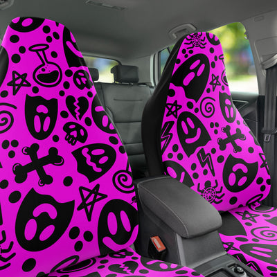 Violet Red Cute Ghosts On Pink Pastel Goth | Car Seat Covers