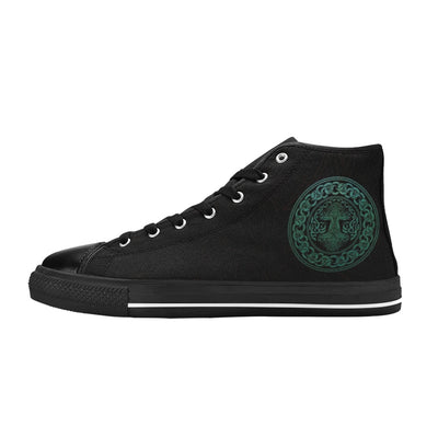 Dark Slate Gray Green Celtic Knot Tree Of Life | Women's Classic High Top Canvas Shoes