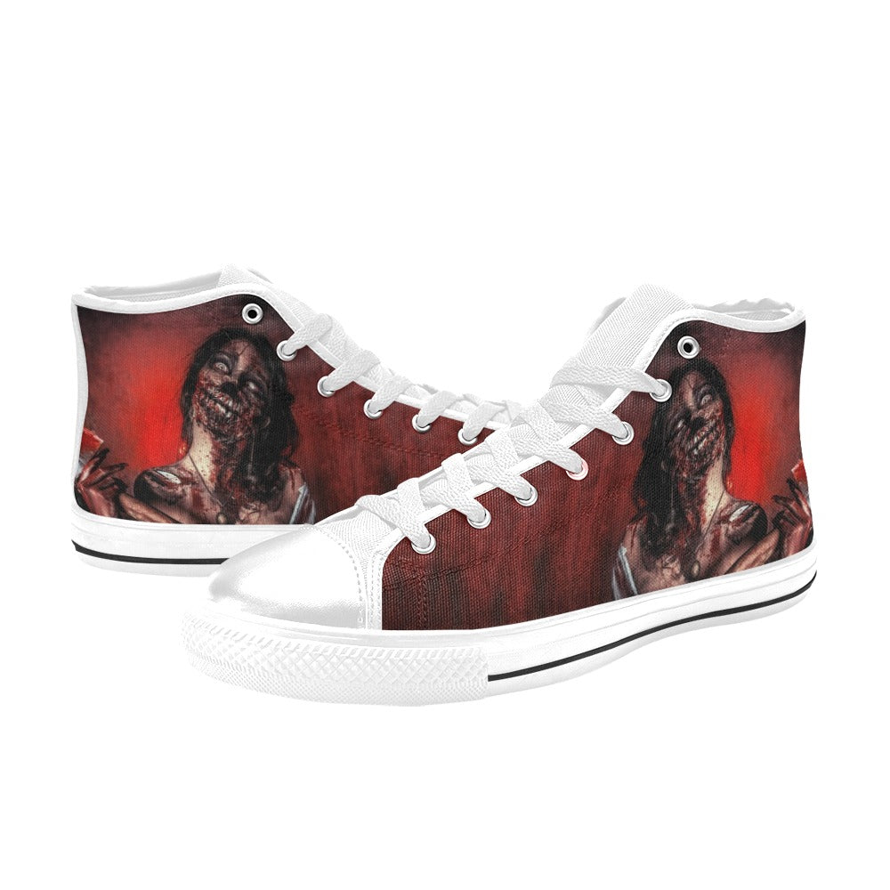 Lavender Horrorcore Menacing Zombie With An Ax | Women's Classic High Top Canvas Shoes