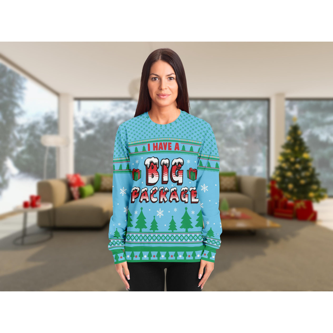 Dark Gray I Have A Big Package | Ugly Xmas Sweater