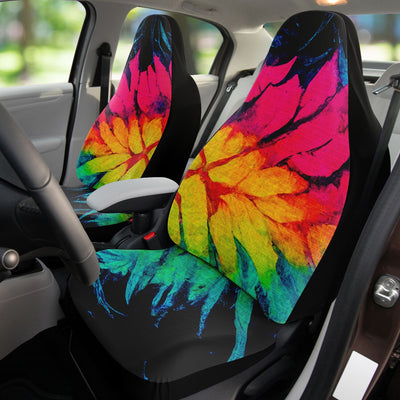 Light Coral Hippie Pink Yellow & Green Tie Dye | Car Seat Covers