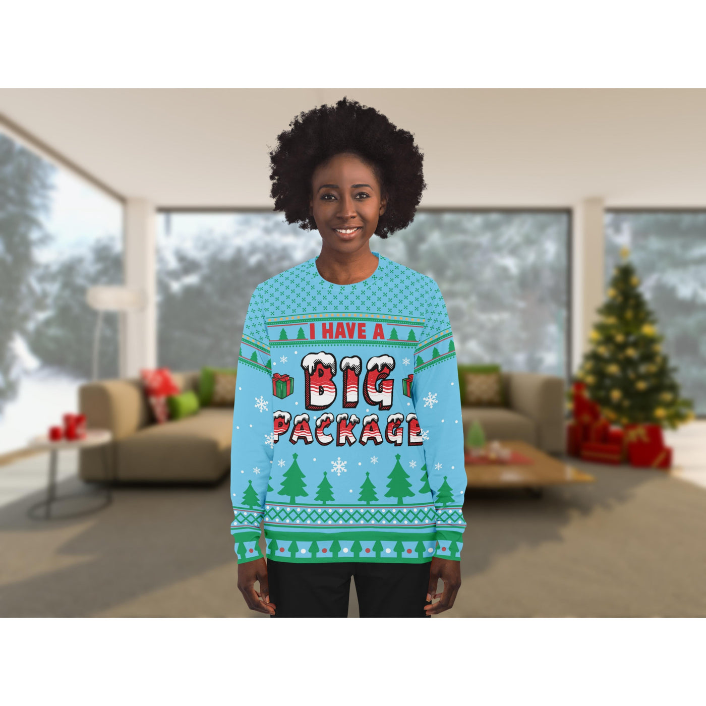 Dark Gray I Have A Big Package | Ugly Xmas Sweater