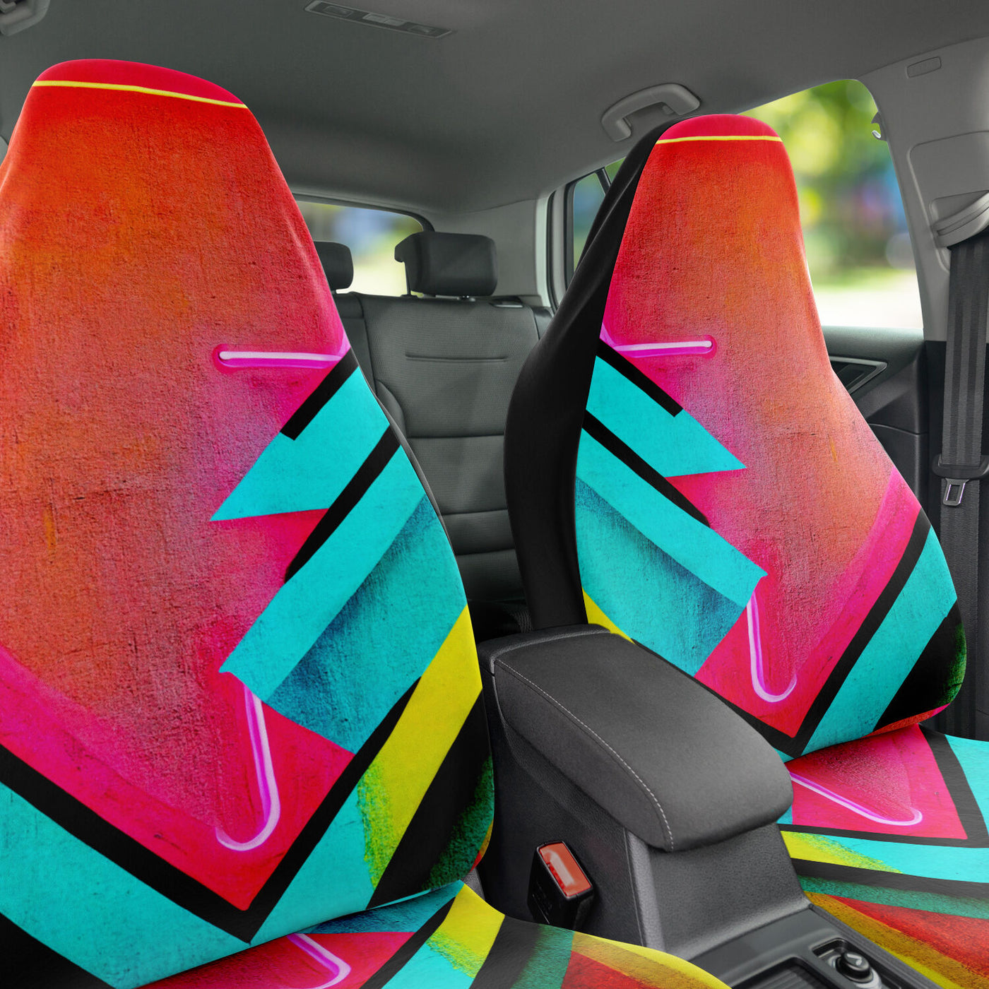 Maroon Futuristic Neon 2 | Car Seat Covers