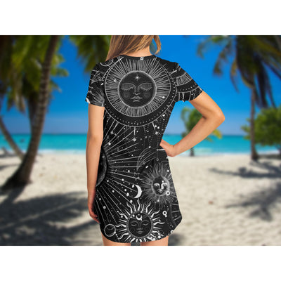 Gray Sun & Moon Celestial 9 | T-Shirt Dress