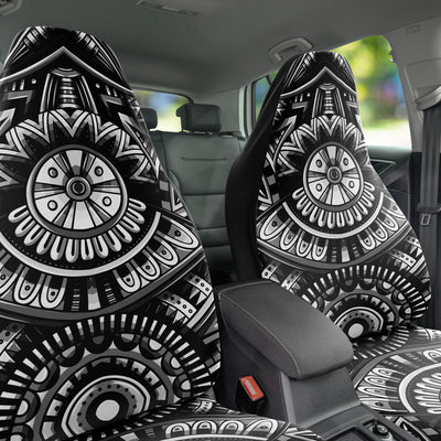 Dark Slate Gray Tribal Line Art 7 BW | Car Seat Covers