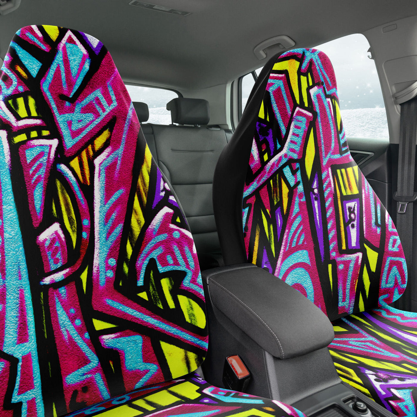 Dark Slate Gray Purple Graffiti Art Festival | Car Seat Covers
