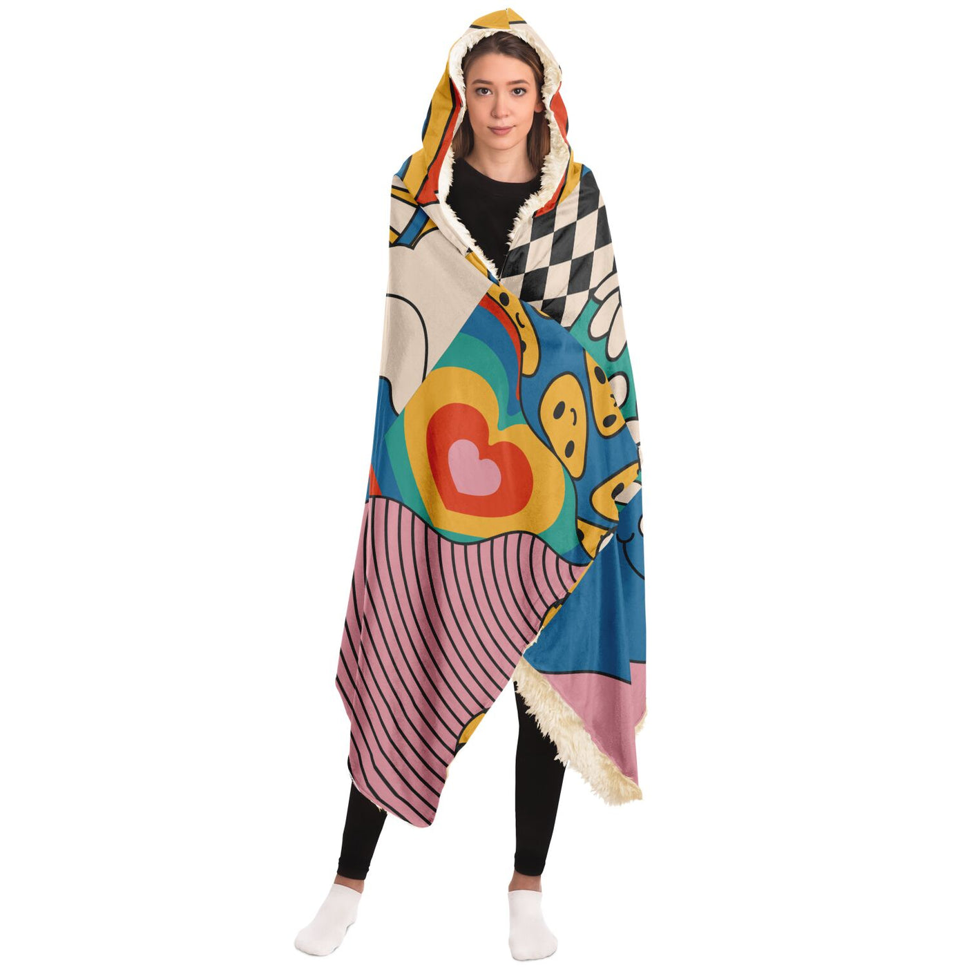 Dark Slate Gray hippie 7 Hooded Blanket-Frontside-Design_Template copy