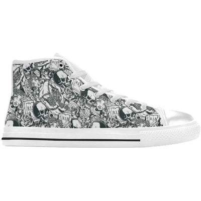 Light Gray Gray Gothic Pattern | Women's Classic High Top Canvas Shoes