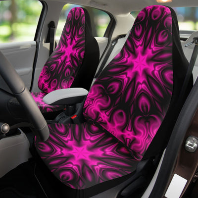 Black Trippy Pink Snowflake Pattern | Car Seat Covers