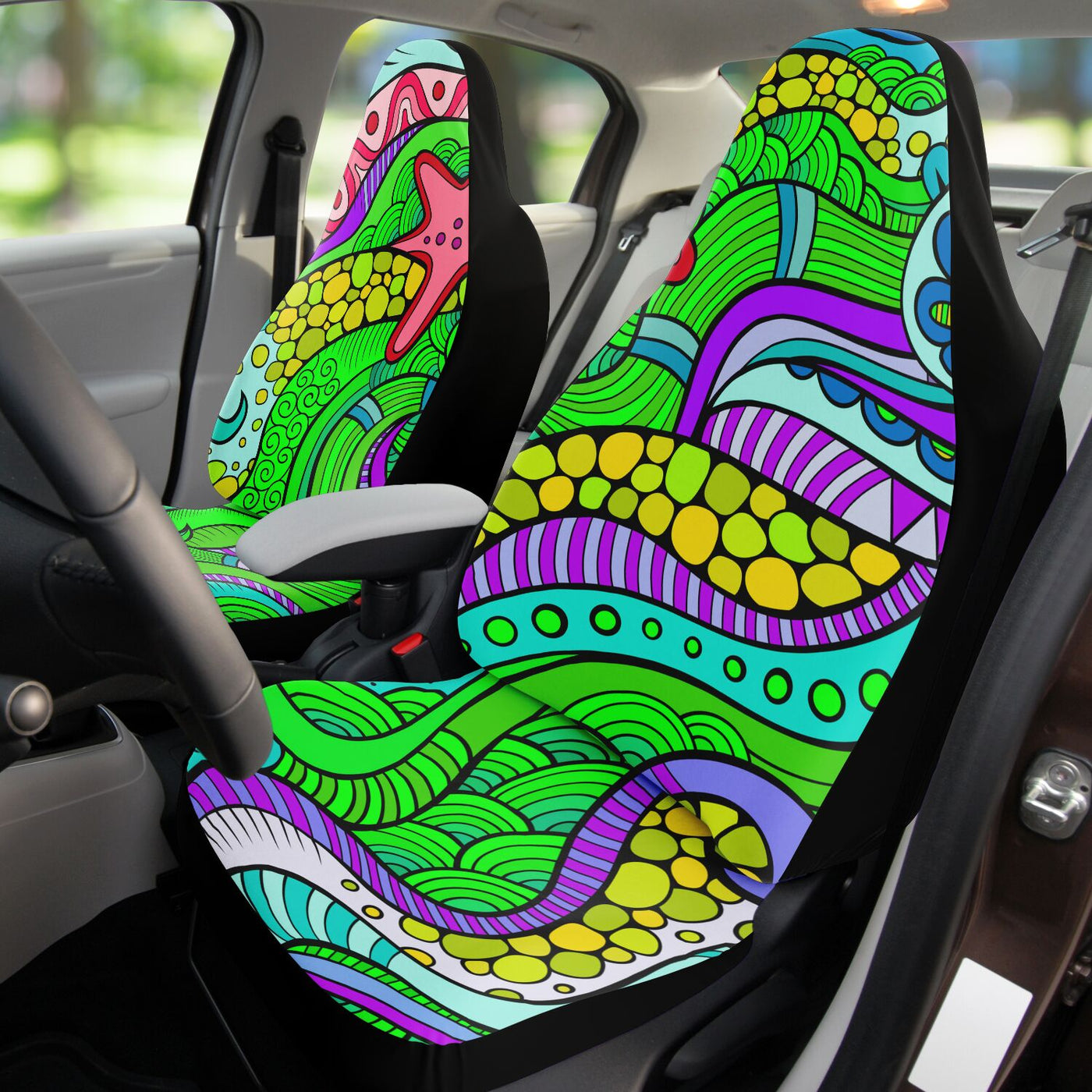 Tan Hippie Underwater Line Art | Car Seat Covers