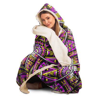 Black Festival Clothes Tribal Lines 3 | Hooded Blanket