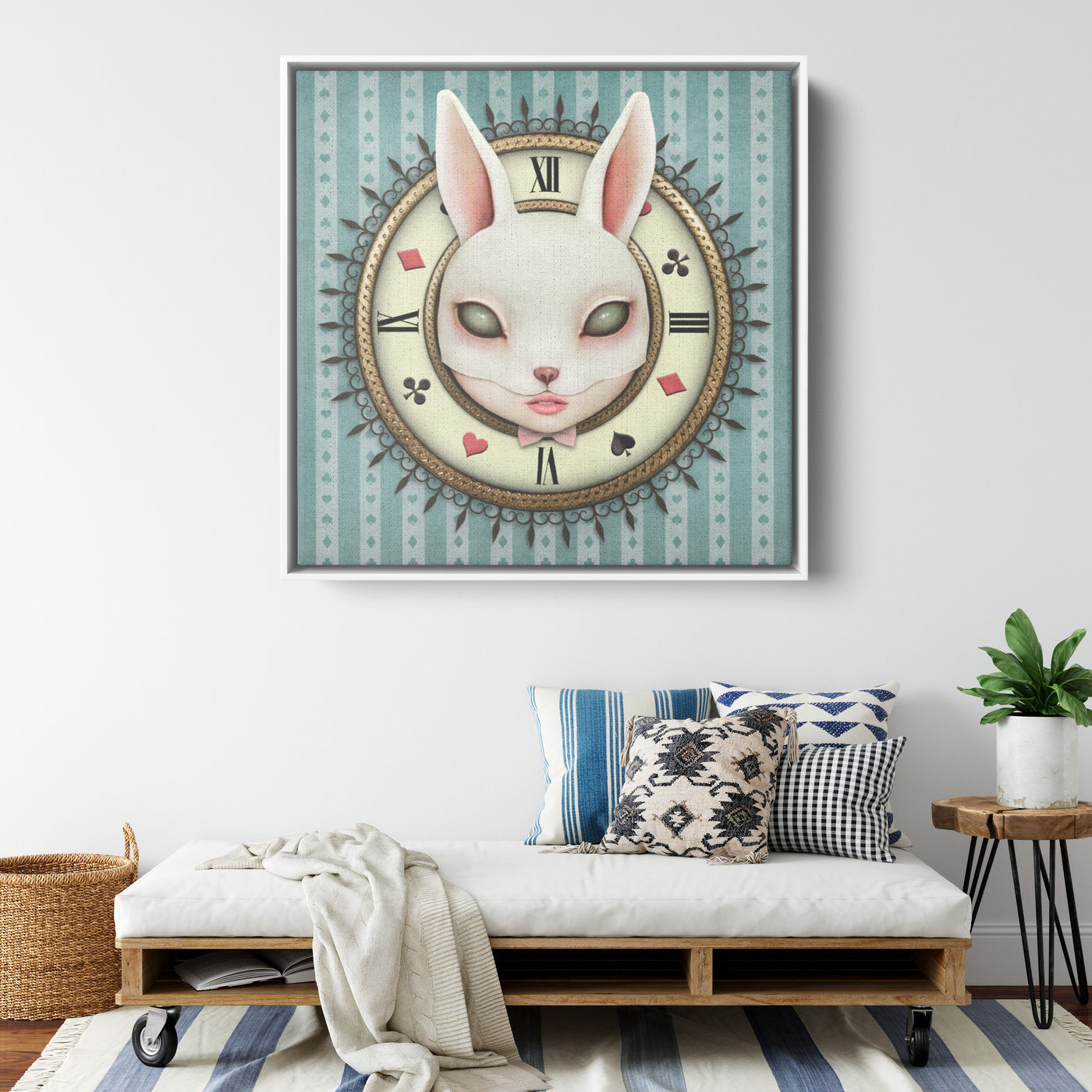 Alice Rabbit Clock 2 | Framed Canvas Print