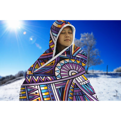 Dark Slate Blue Festival Clothes Tribal Lines 27 | Hooded Blanket